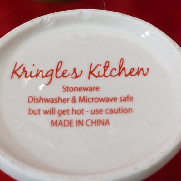 Kringles Kitchen Large Brightly Colored Red Mug With Green Pixie - Picture 6 of 6